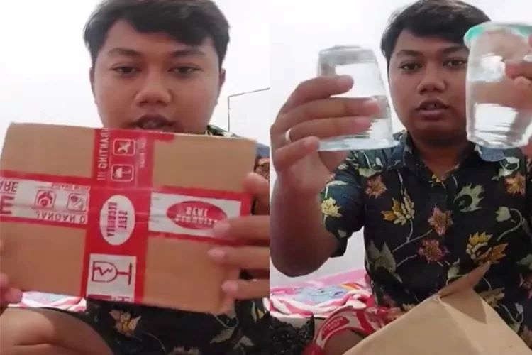 Seorang pria yang tertipu paket online. (Twitter/ @uskamnoiano07)