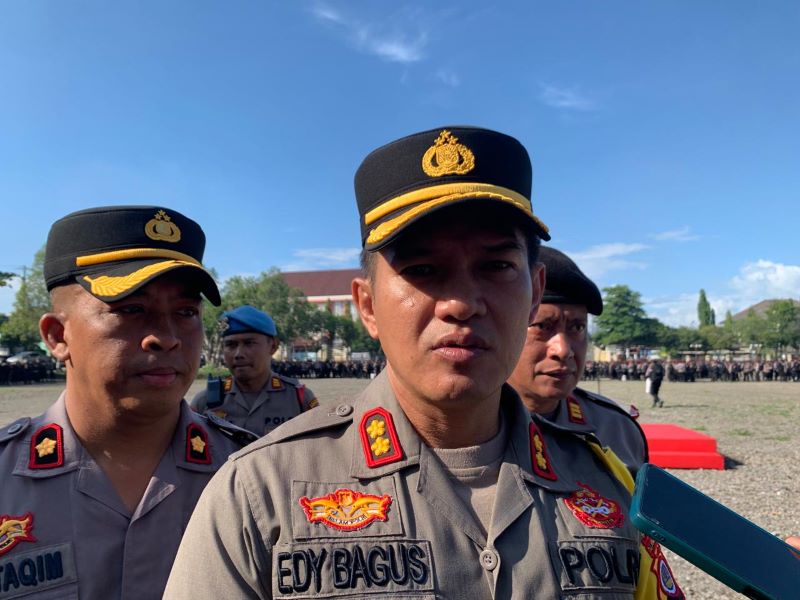 Kapolres Gunungkidul AKBP Edy Bagus Sumantri saat diwawancarai awak media.