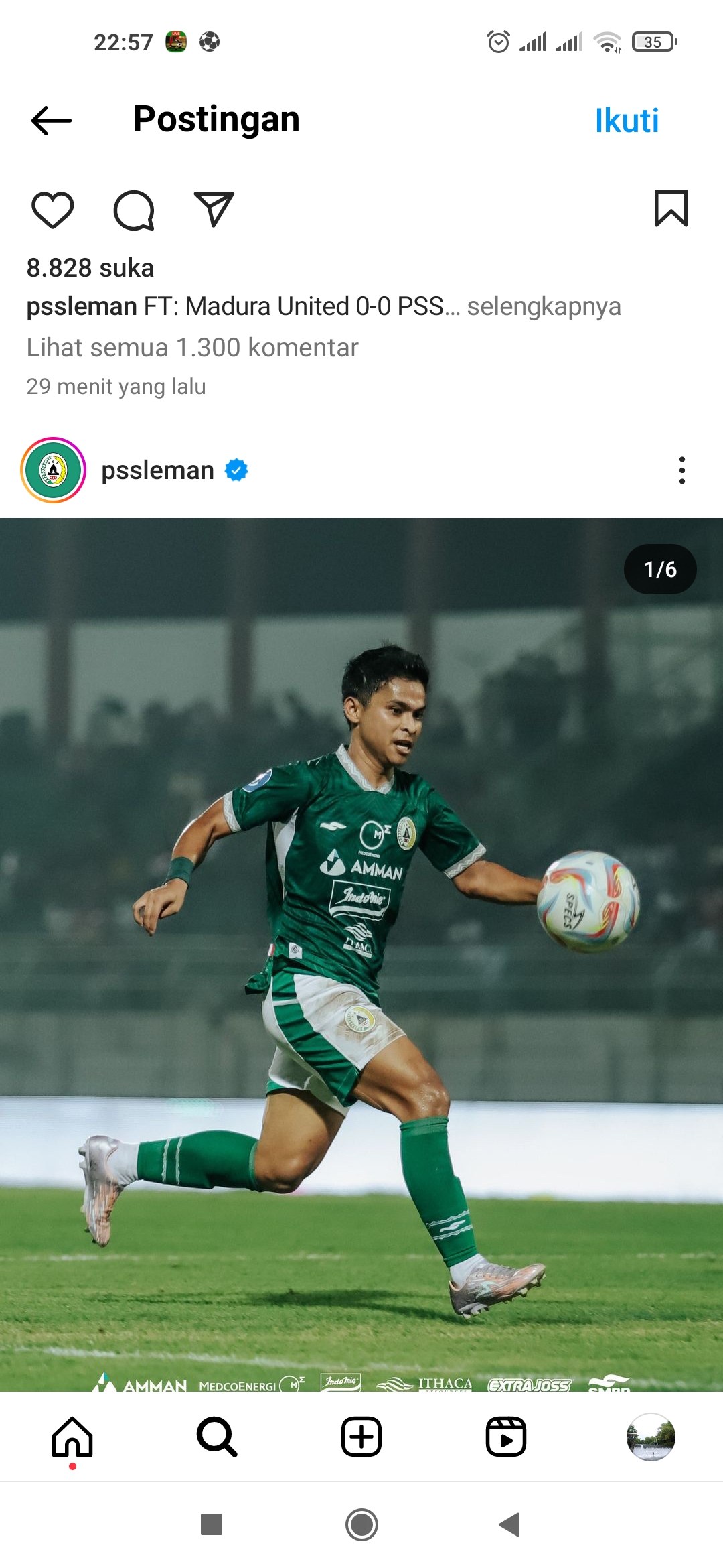 DRAW: PSS Sleman melawan Madura United FC di Stadion Gelora Ratu Pamelingan, Pamekasan, Madura, Jawa Timur, Jumat (29/3). (Dok PSS)