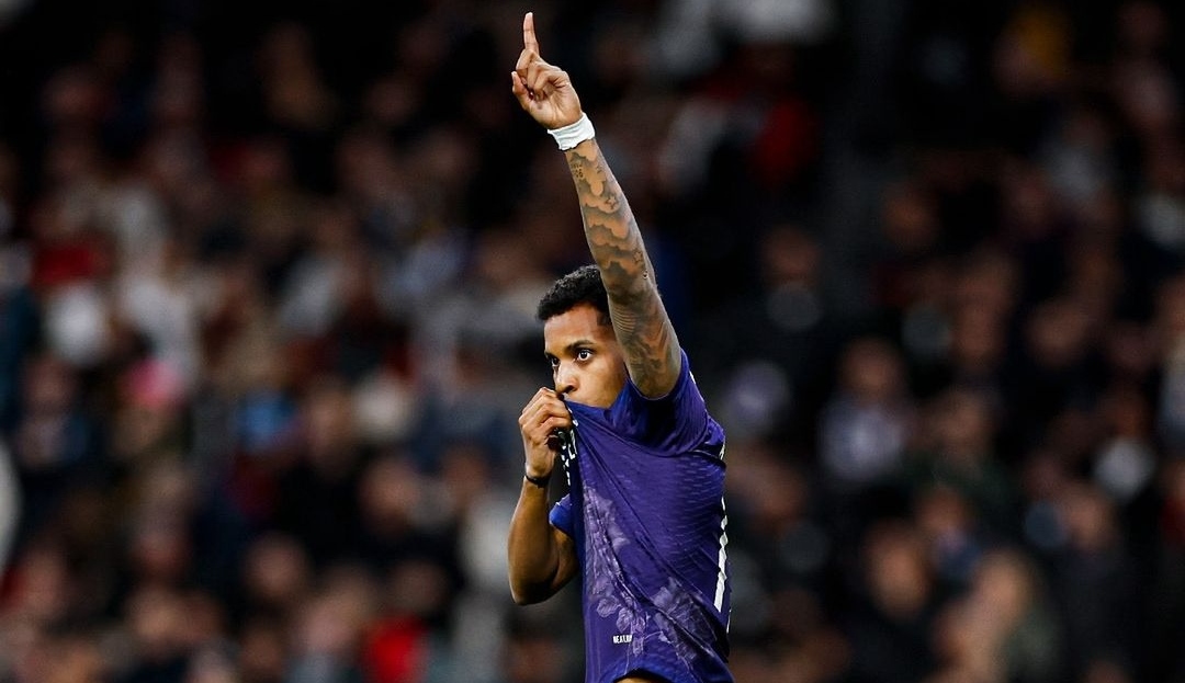 GENTLE: Selebrasi Rodrygo usai mencetak gol ke gawang Athletic Bilbao dan memastikan kemenangan Real Madrid (ig realmadridcf)