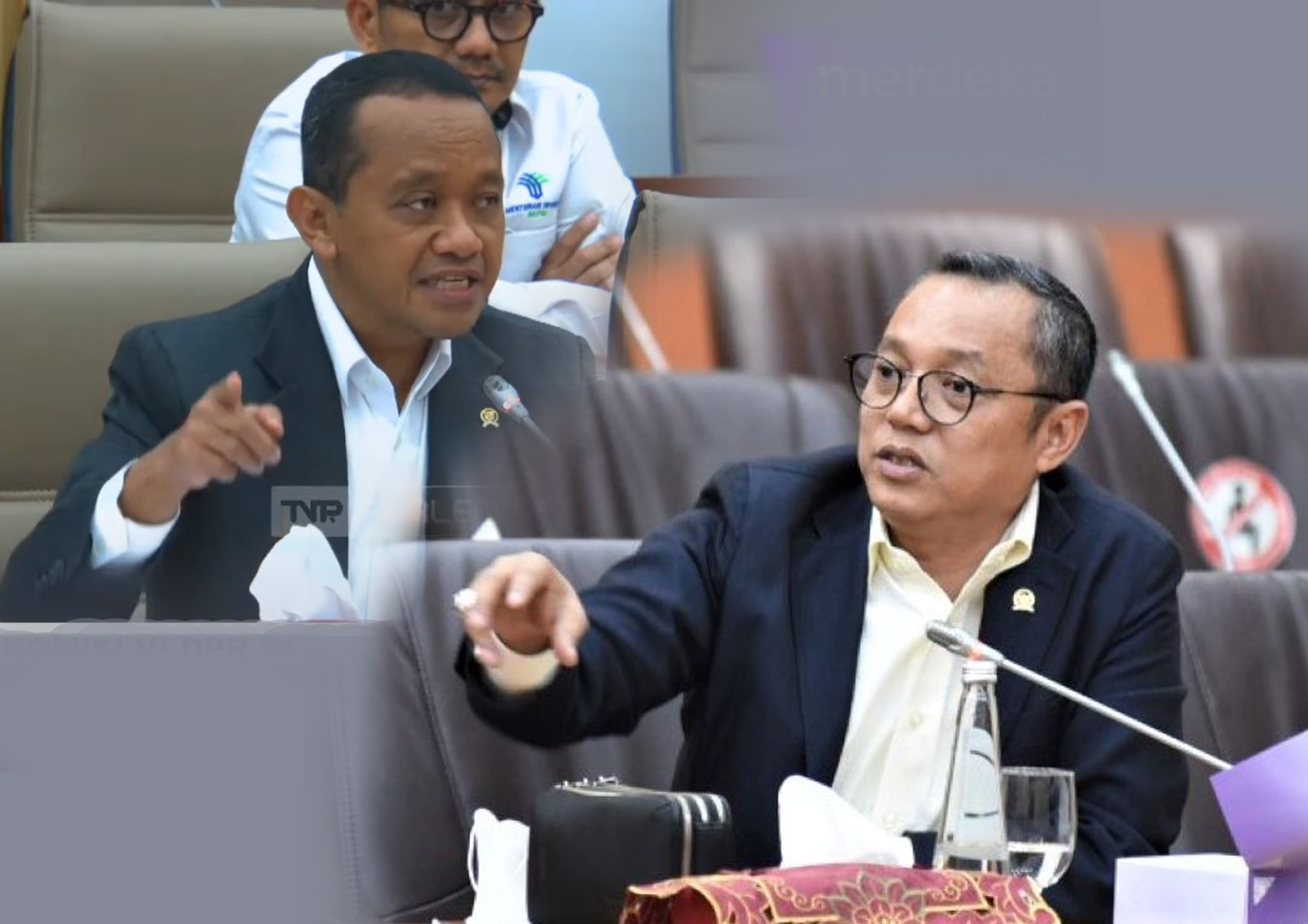 Menteri Investasi/Kepala Badan Koordinasi Penanaman Modal (BKPM) Bahlil Lahadalia (Kiri) dan Anggota Komisi VI DPR RI Deddy Sitorus.