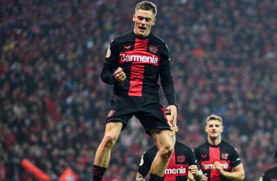 TEGAK: Selebrasi Florian Wirtz uaai jebol gawang Fortuna Dusseldorf dan membawa Bayer Leverkusen ke Final Piala Jerman (ig bayer04fussball)