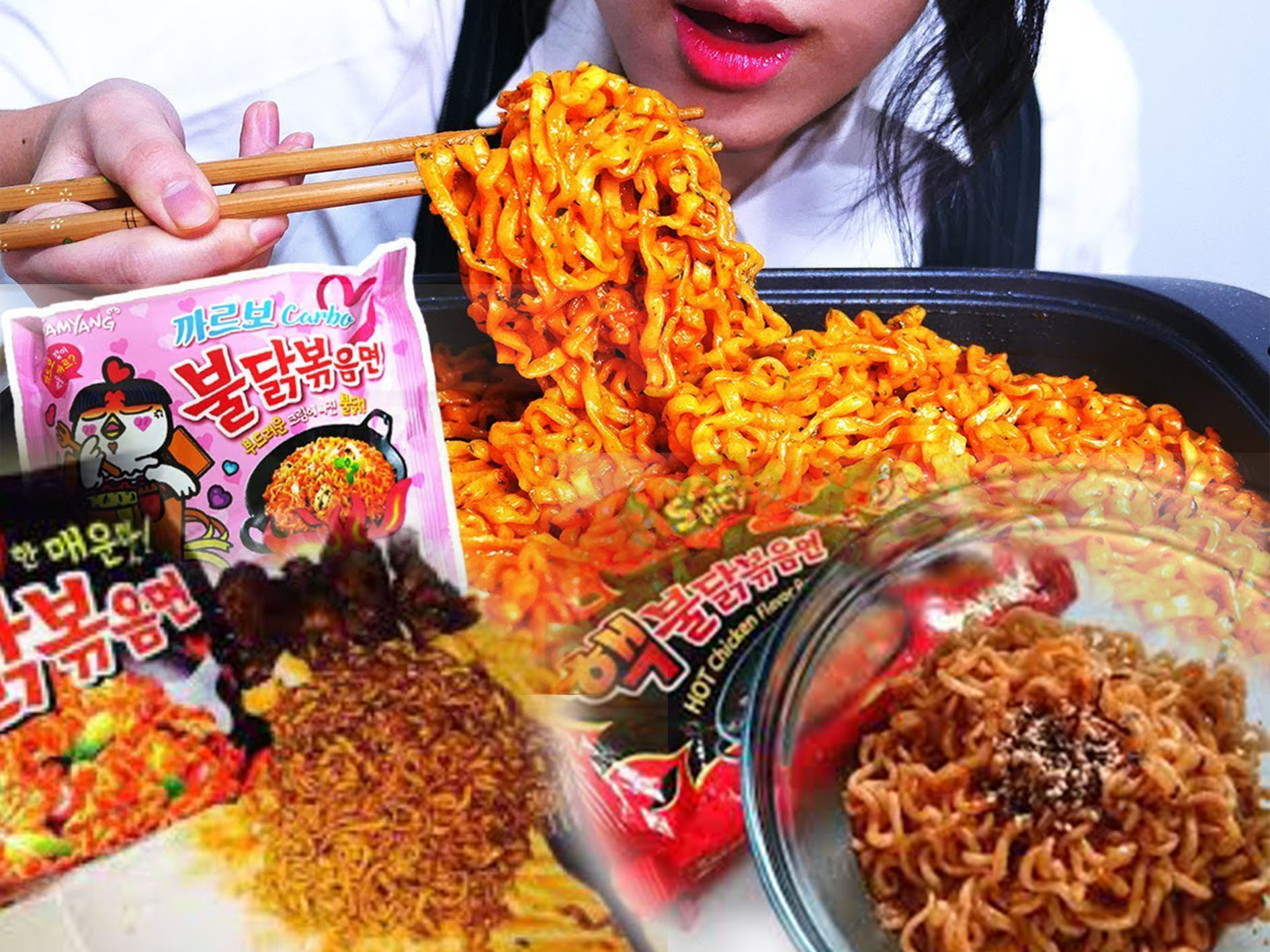 Menikmati pedasnya mie instan Samyang.