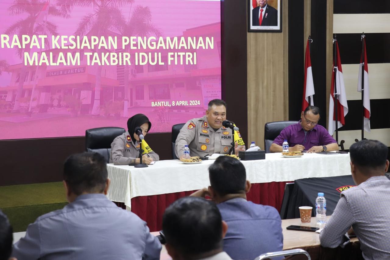 SIAGA: Polres Bantul siap mengamankan pelaksanaan takbir keliling. (Dok Polres Bantul)