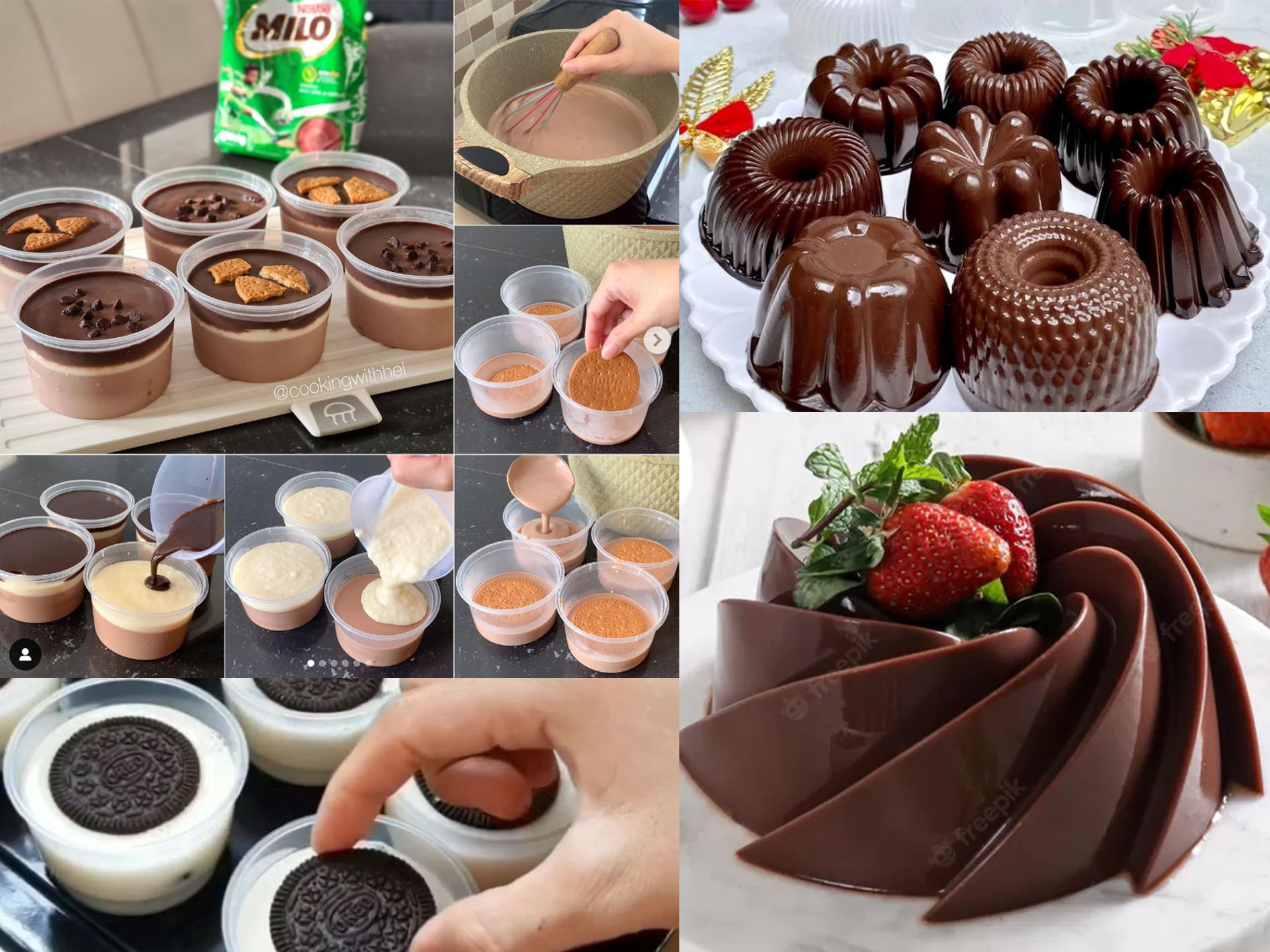 Puding dengan berbagai toping.