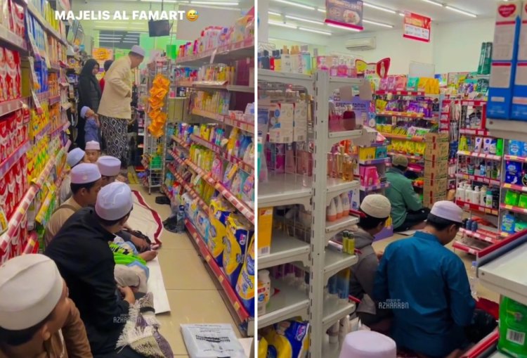 Viral Pengajian di Dalam Minimarket Bogor, Ini Alasan di Baliknya!. Gambar : Kolase Tangkapan Layar Tiktok/@azharrbn