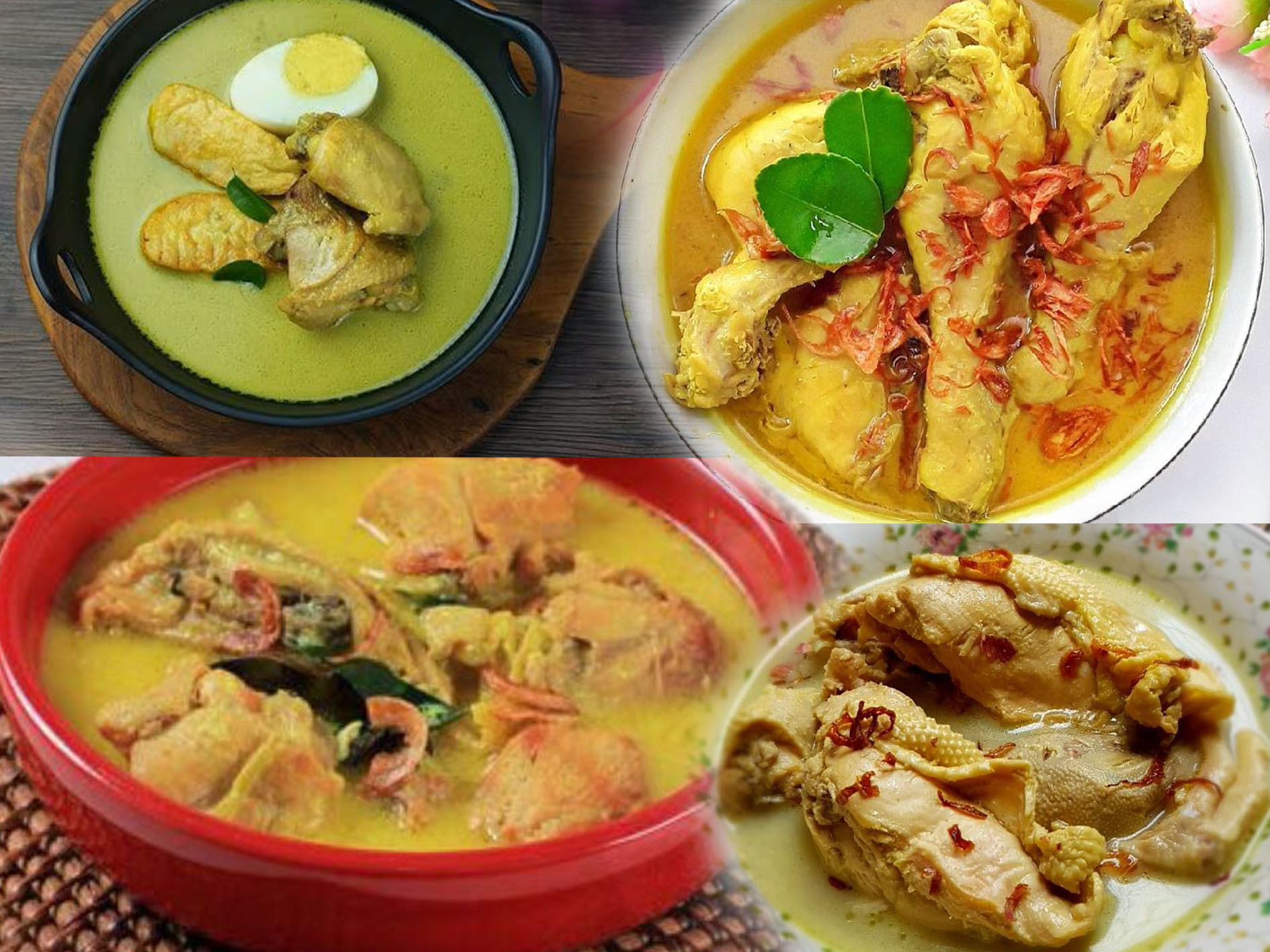 Berbagai masakan opor ayam.