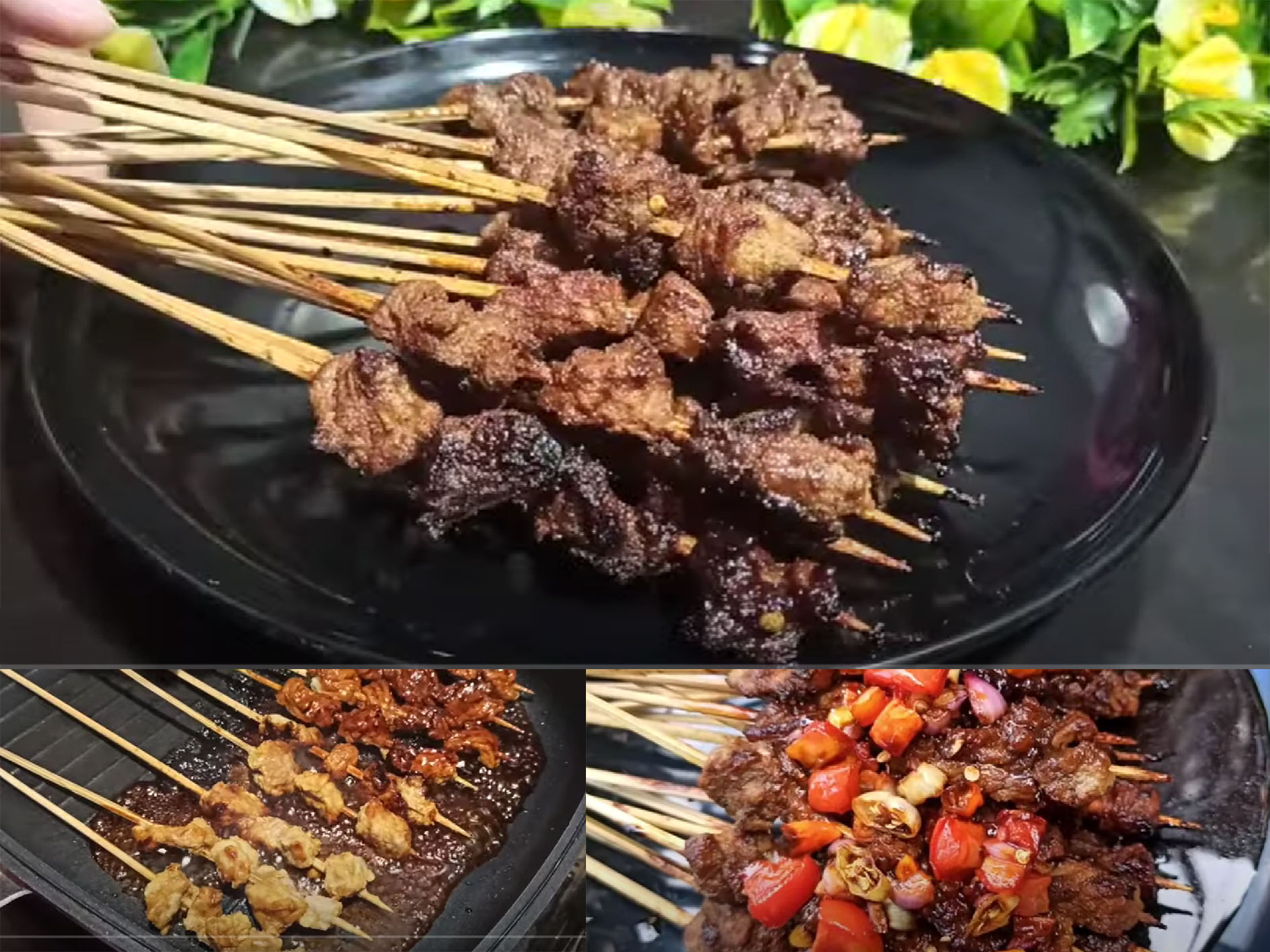 Sate ayam teflon empuk dan gurih.