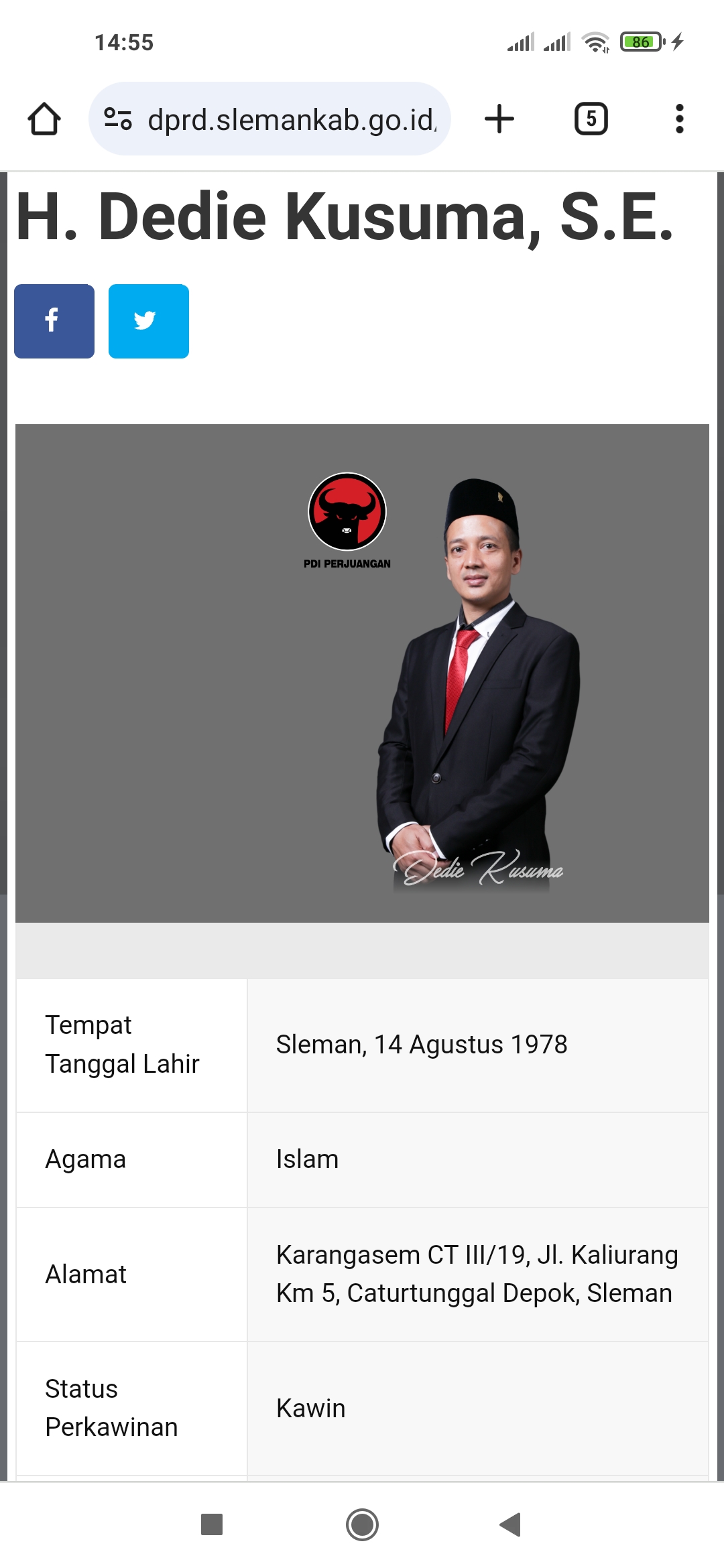 Ketua Komisi B DPRD Sleman Dedie Kusuma. (Dok DPRD Sleman)
