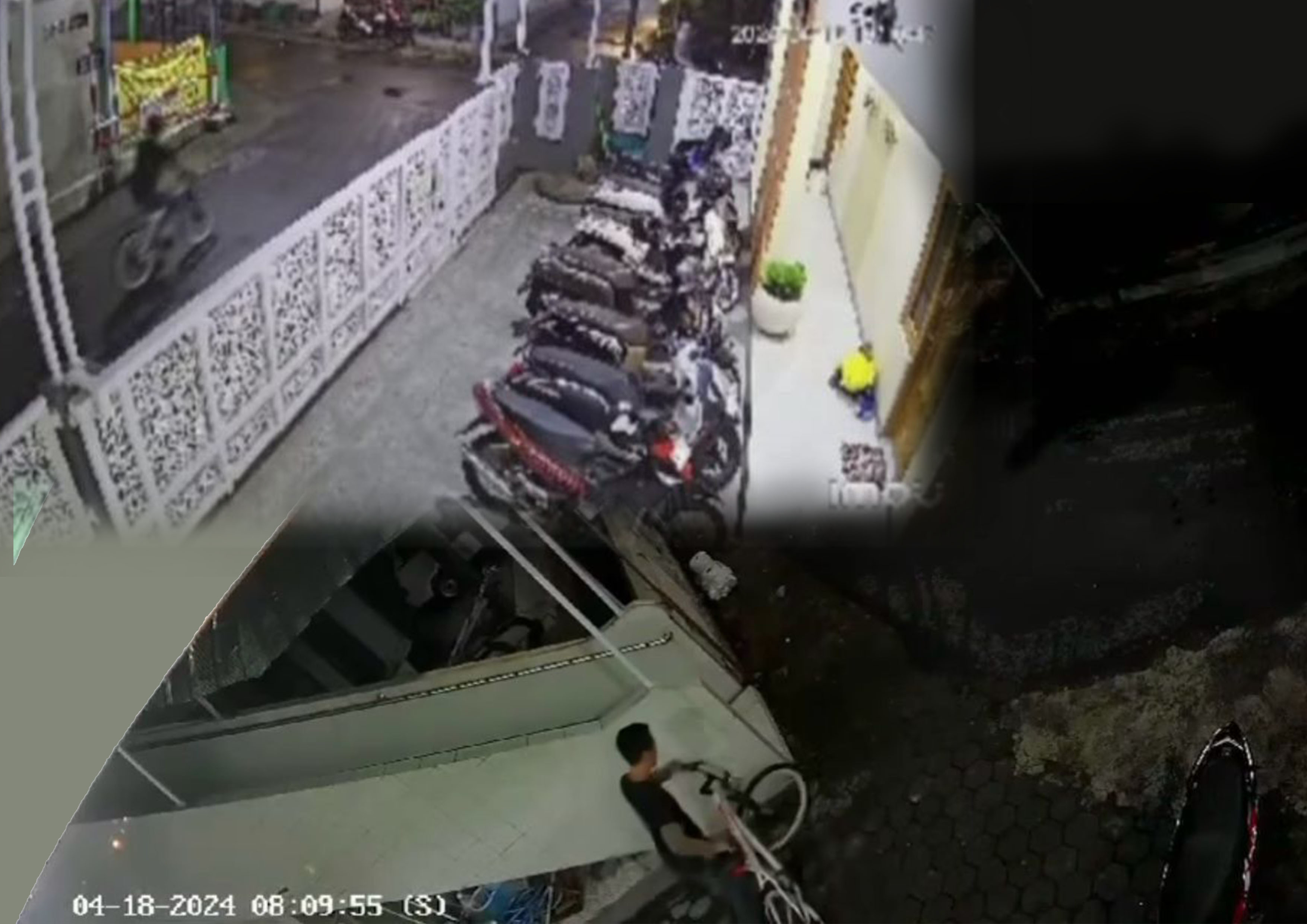 Maling sepeda di masjid Ash-Sholihin, Krodan, Maguwoharjo, Depok, Sleman tertangkap di kamera CCTV sekitar masjid.