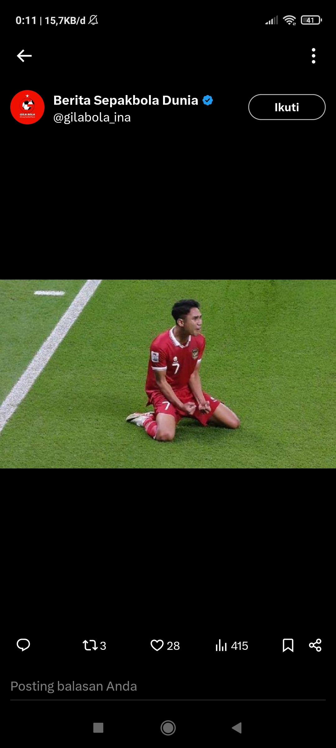 FOKUS: Selebrasi Marcelino Ferdinan usai mencetak gol ke gawang Yordania dan membawa timnas Indonesia unggul