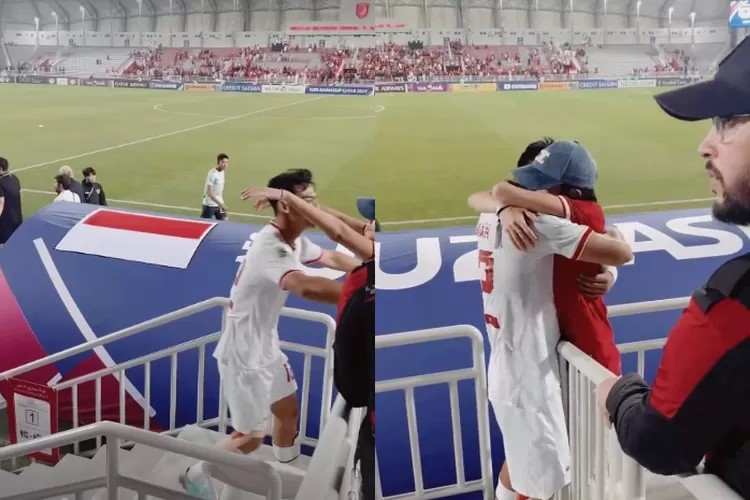 Momen Pratama Arhan Memeluk Azizah Salsha Usai Kemenangan Timnas Indonesia di Piala Asia U-23 2024, Netizen: Gemes Banget! (Instagram @azizahsalsha_)