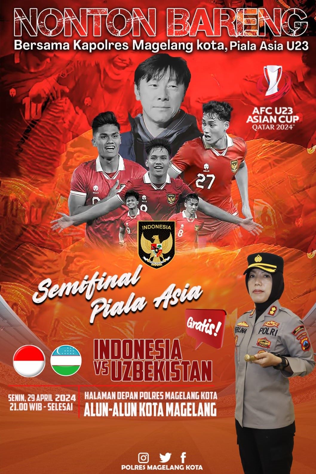 Pamflet nonton bareng (nobar) yang diadakan Polres Magelang Kota.