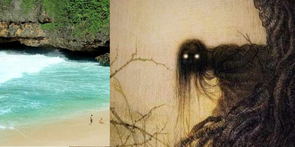 Ilustrasi pantai yang terdapat pasar gaib di dalamnya