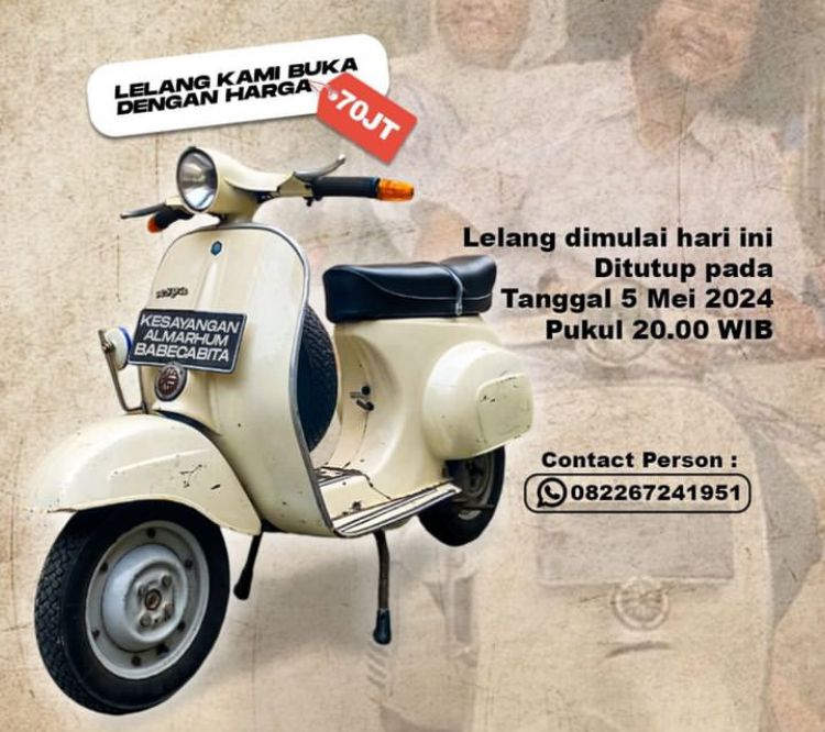 Vespa milik Almarhum Babe Cabita dilelang untuk bangun masjid.