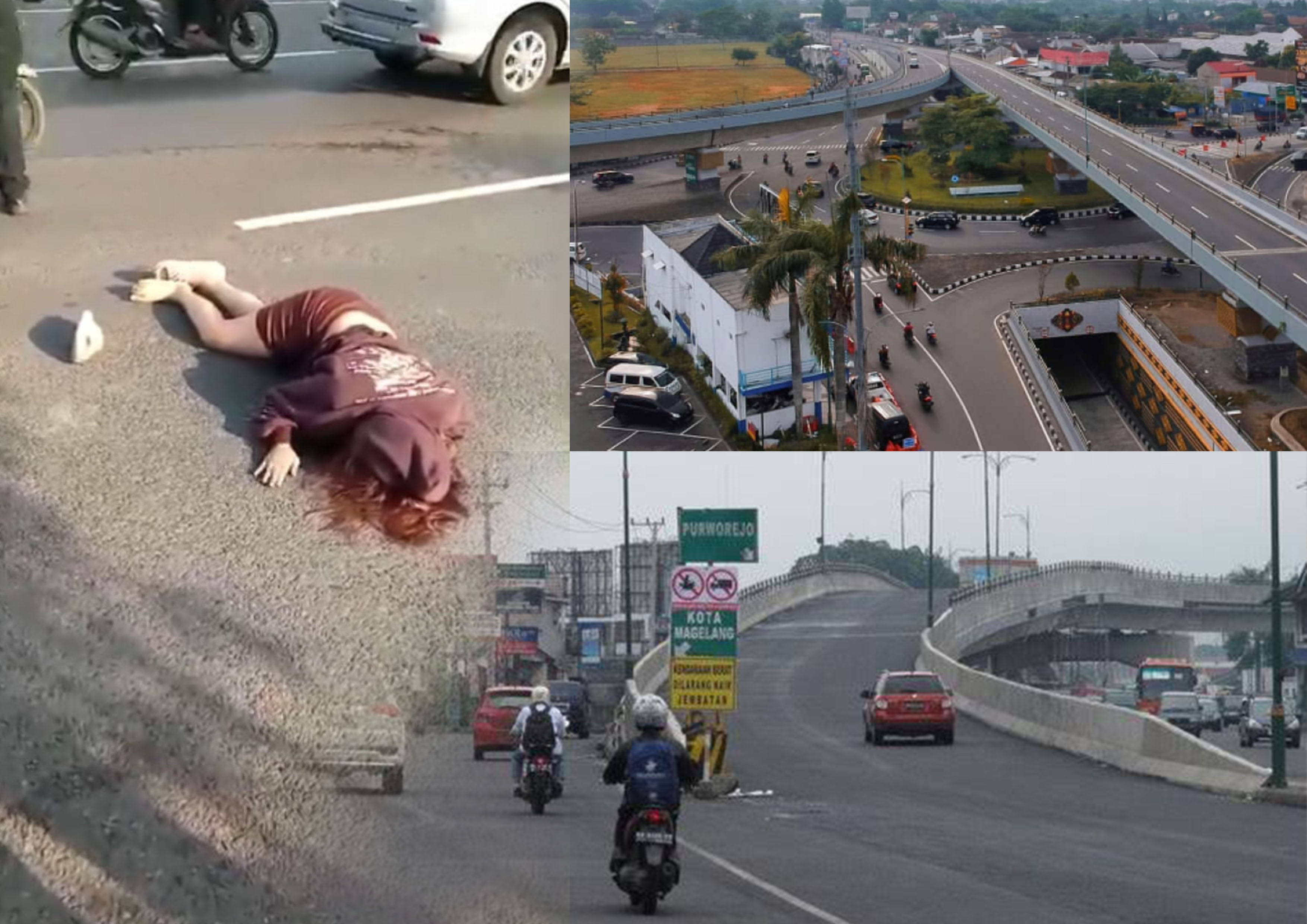 Seorang perempuan nekat lompat dari flyover Jombor.