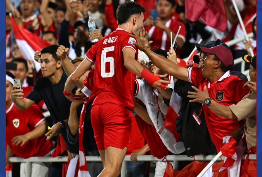 TENANG: Selebrasi Ivar Jenner usai membawa timnas Indonesia unggul 1-0 atas Irak di perebutan juara ketiga Piala Asia U23 2024 (X asiancup2023)