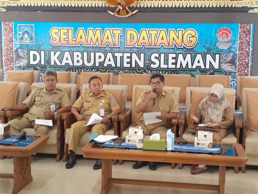 Suasana jumpa pers hari jadi kabupaten Sleman di Pendopo Parasamya Pemkab Sleman, Senin (6/5/2024).