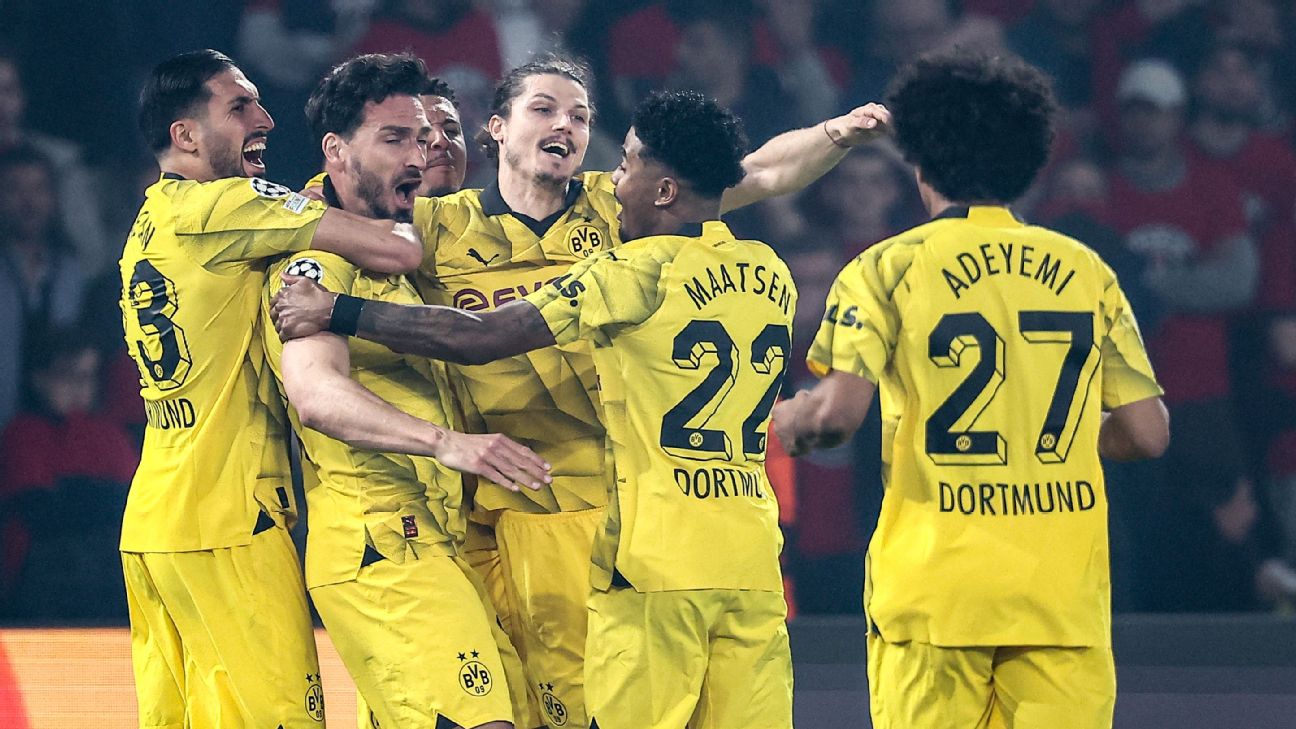 KUNING: Selebrasi para pemain Borussia Dortmund usai libas PSG dan melangkah ke final Liga Champions