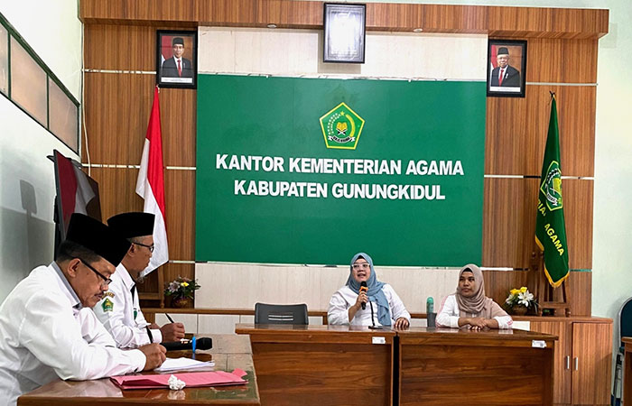 PERSIAPAN: Sosialiasi penetapan MTsN 9 Gunungkidul sebagai piloting project atau uji coba ZI menuju dan WBBM 2024 belum lama ini.