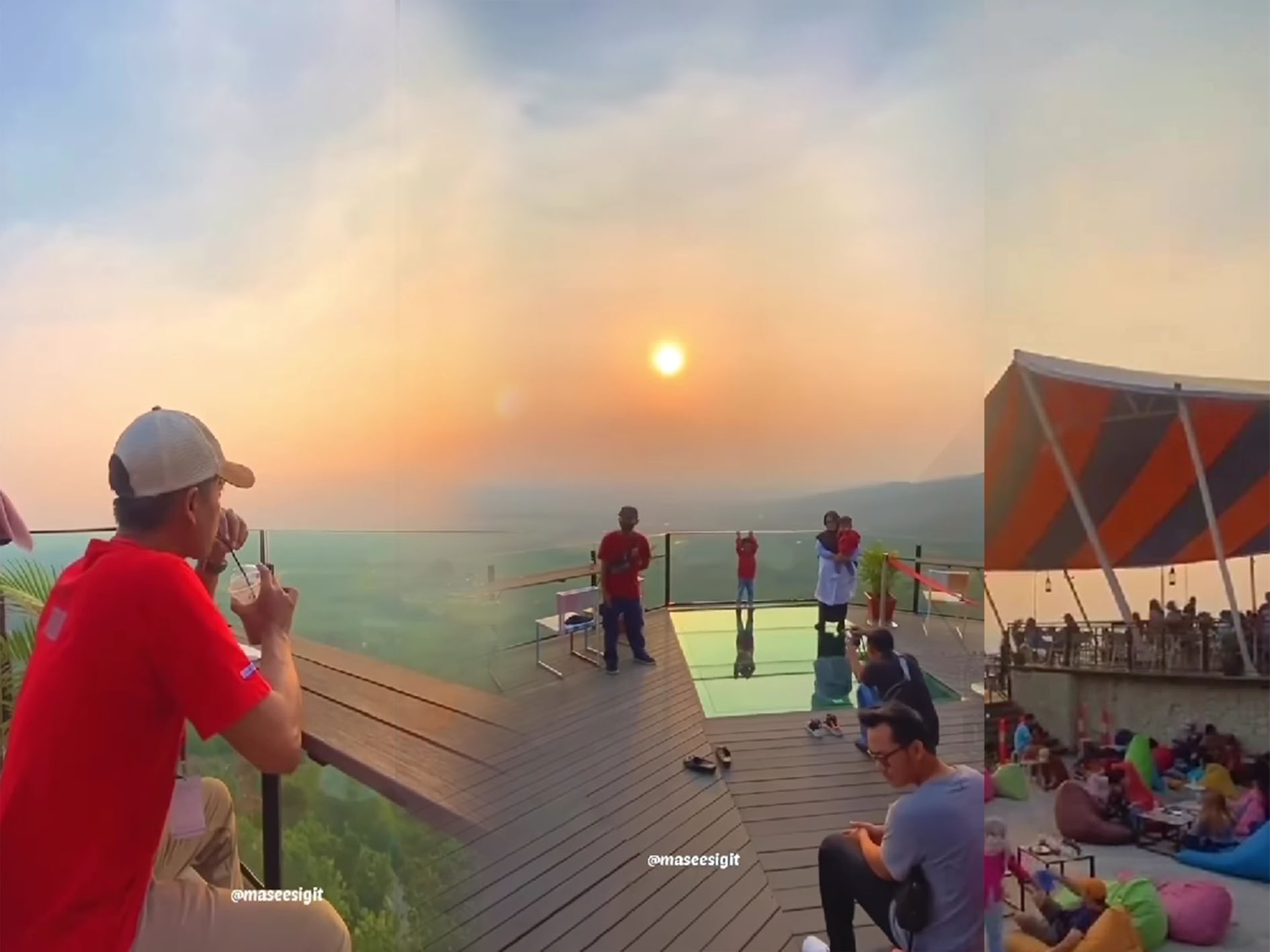 Menikmati keindahan sunset di Obelix Hills Yogyakarta.
