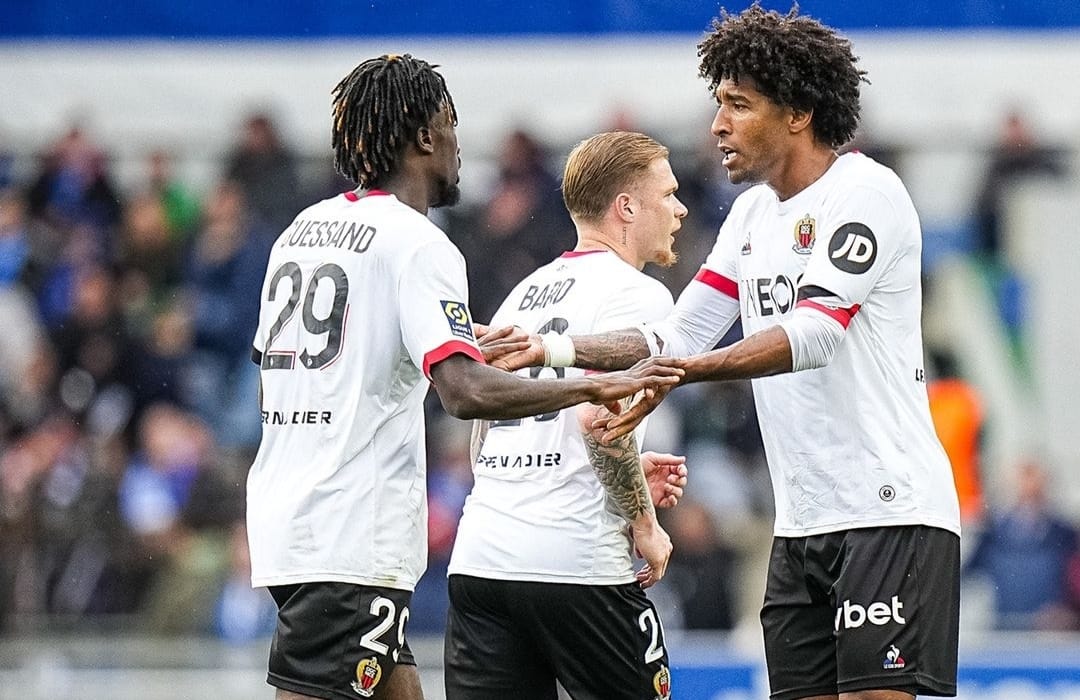 Para penggawa Nice rayakan gol yang dicetak ke gawang Strasbourg di Ligue 1 (ig ogcnice)