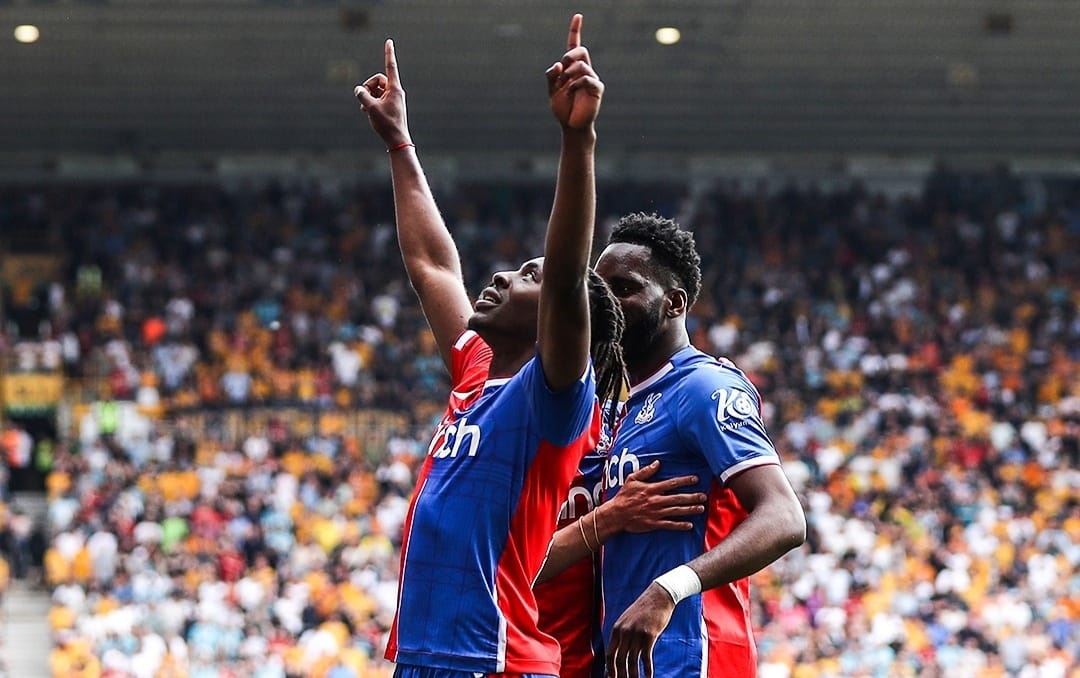 Selebrasi Eberechi Eze setelah mencetak gol ke gawang Wolves bagi Crystal Palace (ig cpfc)