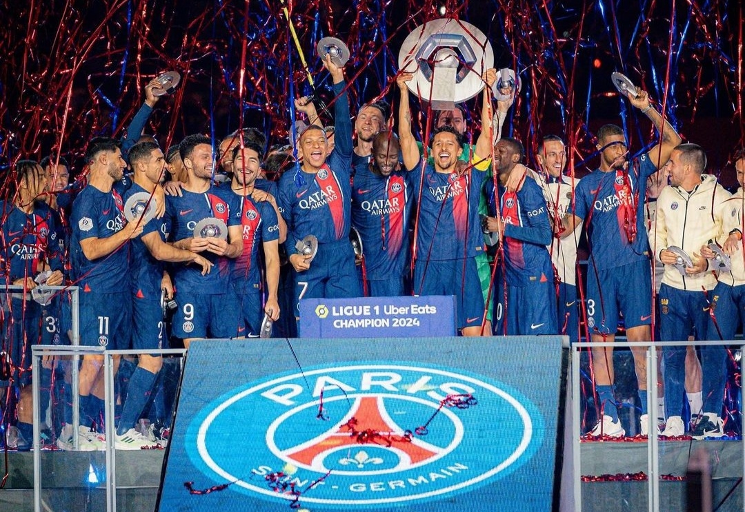 Kylian Mbappe dan kolega rayakan gelar juara Ligue 1 Prancis sekaligus perpisahan bersama Paris Saint Germain (ig psg)