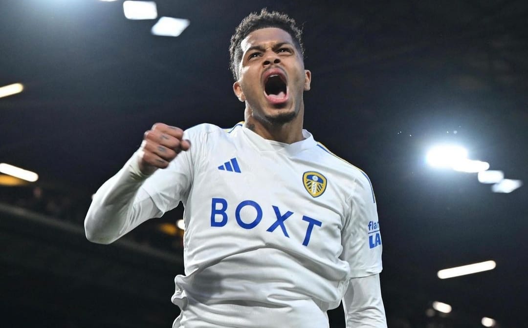 Selebrasi Georginio Rutter setelah mencetak gol ke gawang Norwich City (ig leedsunited)