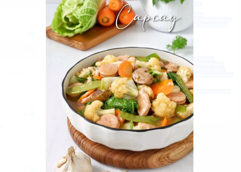 Resep memasak Capcay ala chinese food.