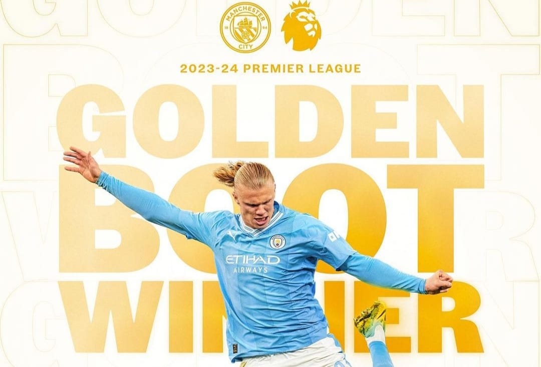 Erling Haaland raih penghargaan Golden Boot dengan catatan 27 gol pada musim ini di Liga Inggris (mancity)