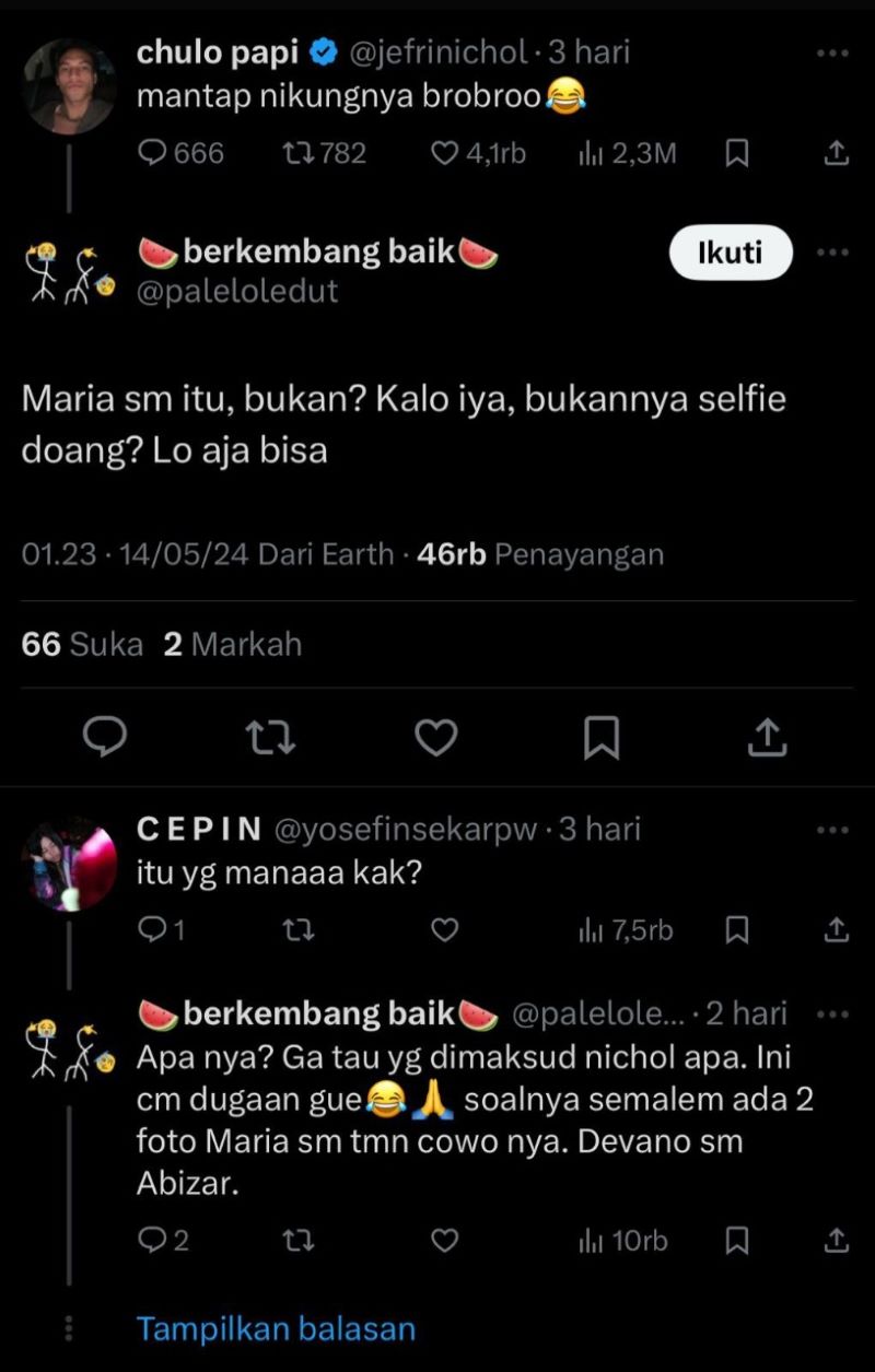 Curhatan Jafri Nichol di X. Dia curhat kena tikung.