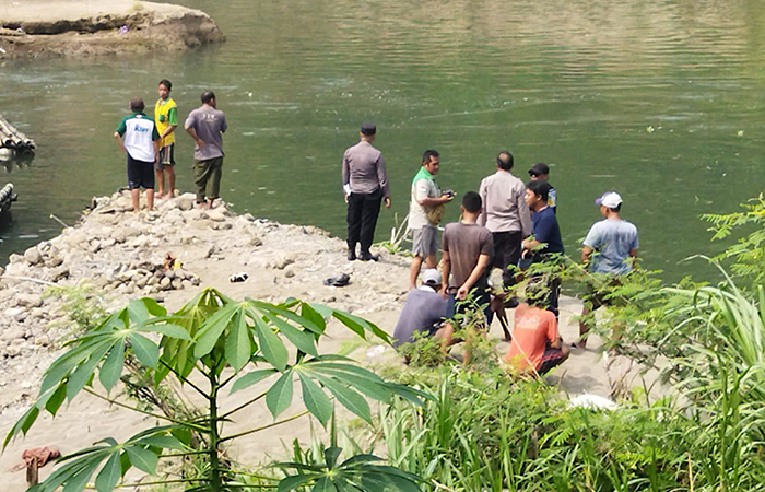 LOKASI BERBAHAYA: Poses pencarian pemancing yang tenggelam di Sungai Oyo dan Opak, Bantul inisial BK yang ditemukan dalam kondisi meninggal dunia.