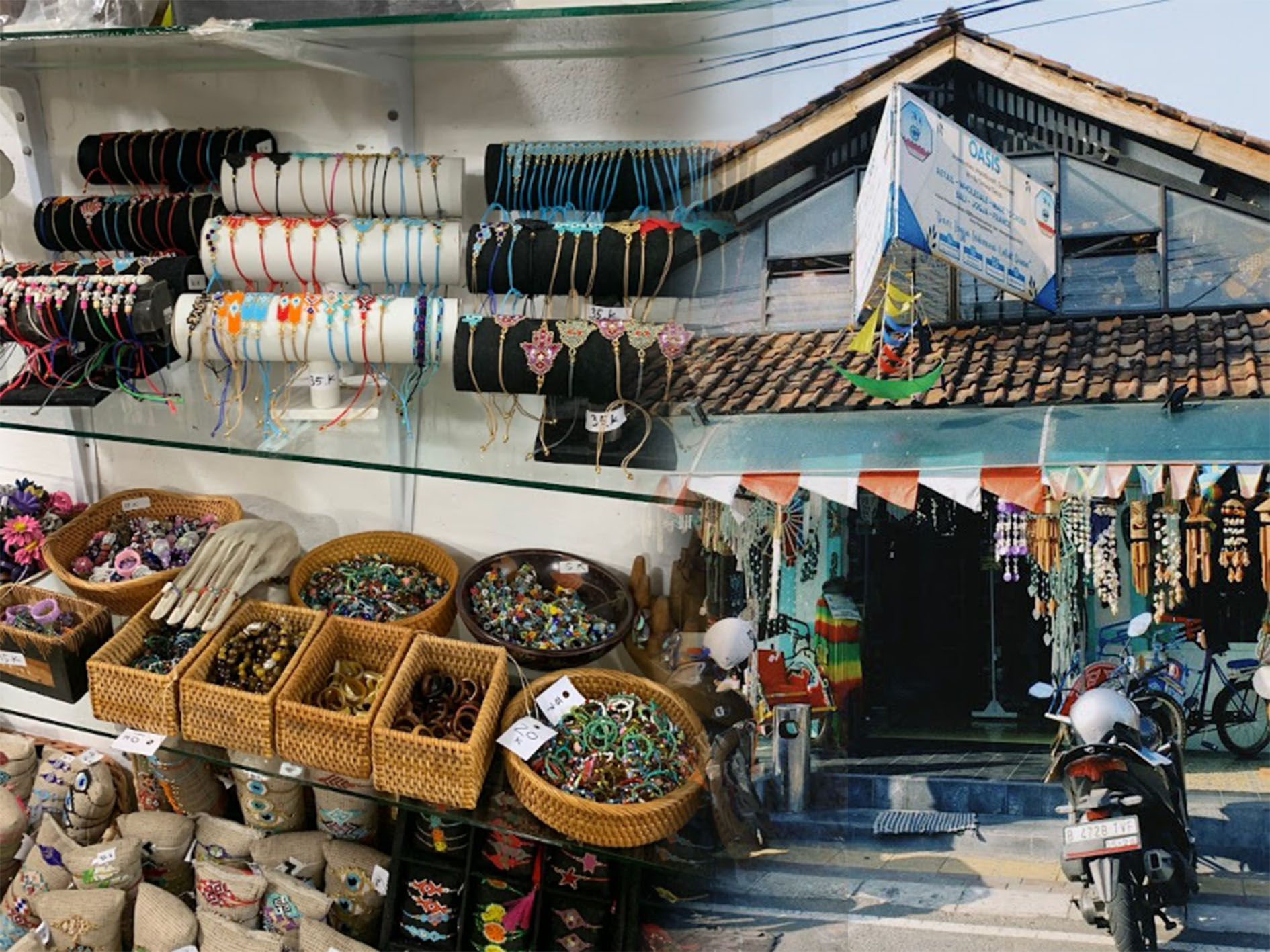 Surganya aksesoris di Toko Oasis Jalan Prawirotaman, No. 27, Brontokusuman, Mergangsan, Kota Jogja.