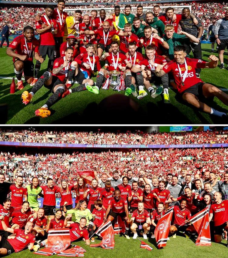 Tim Manchester United putra dan putri berjaya di Piala FA musim 2023-2024.