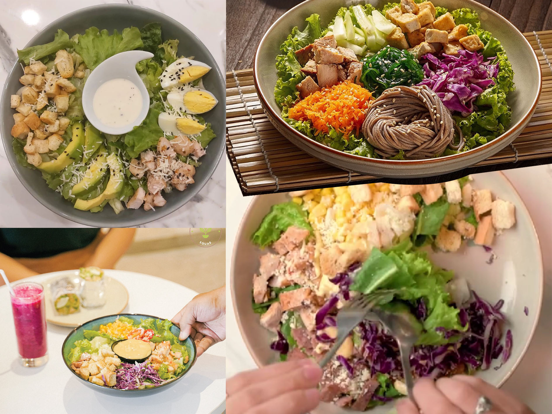 Aneka menu di Salad Squad.