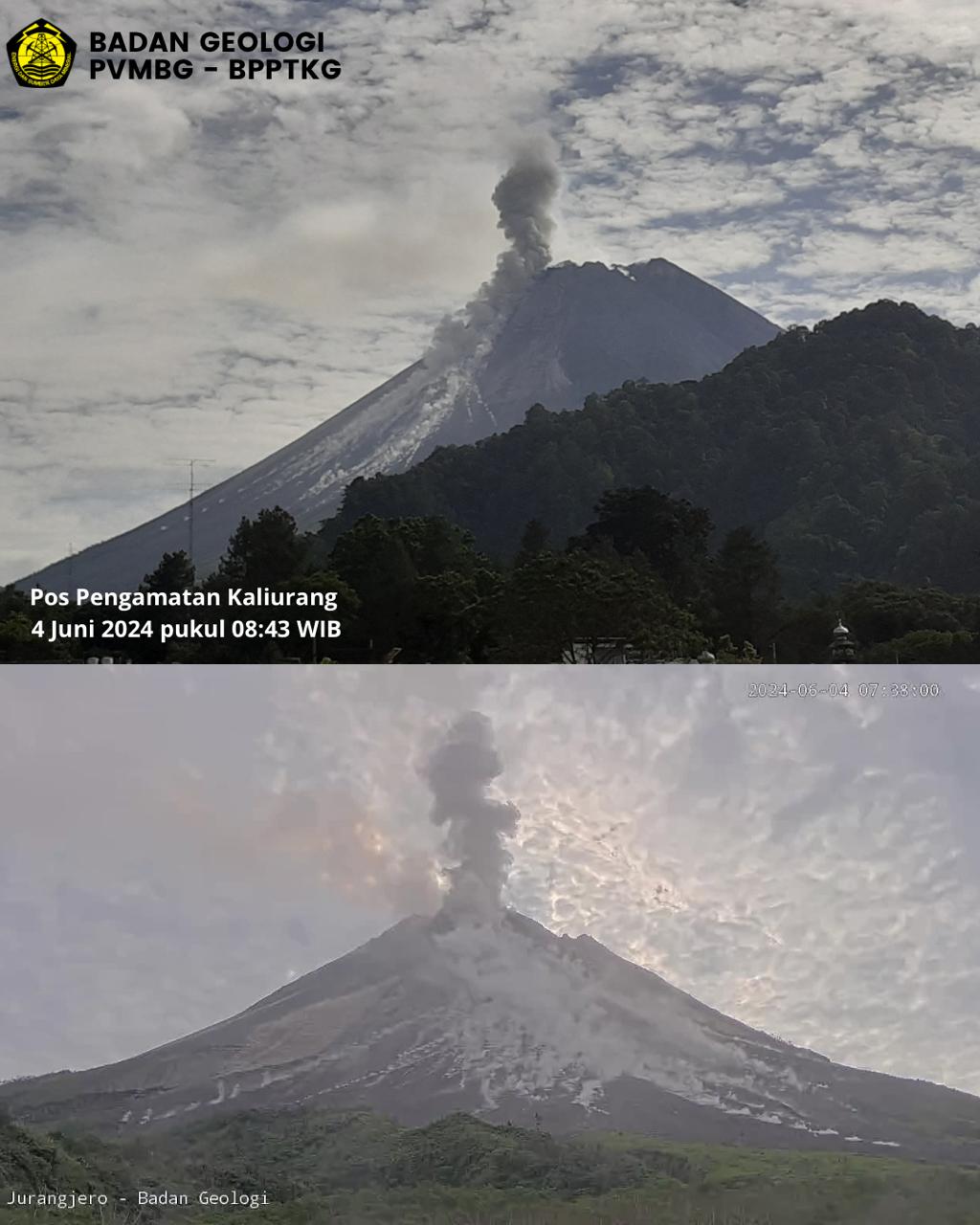 Gunung Merapi di Sleman Mengeluarkan Dua Kali Awan Panas Guguran (APG), Jarak Luncur Maksimum 1.000 Meter