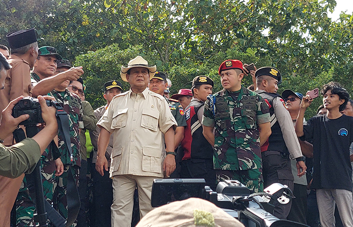 Presiden terpilih Prabowo Subianto saat berkunjung ke Gunungkidul, Senin (3/6).