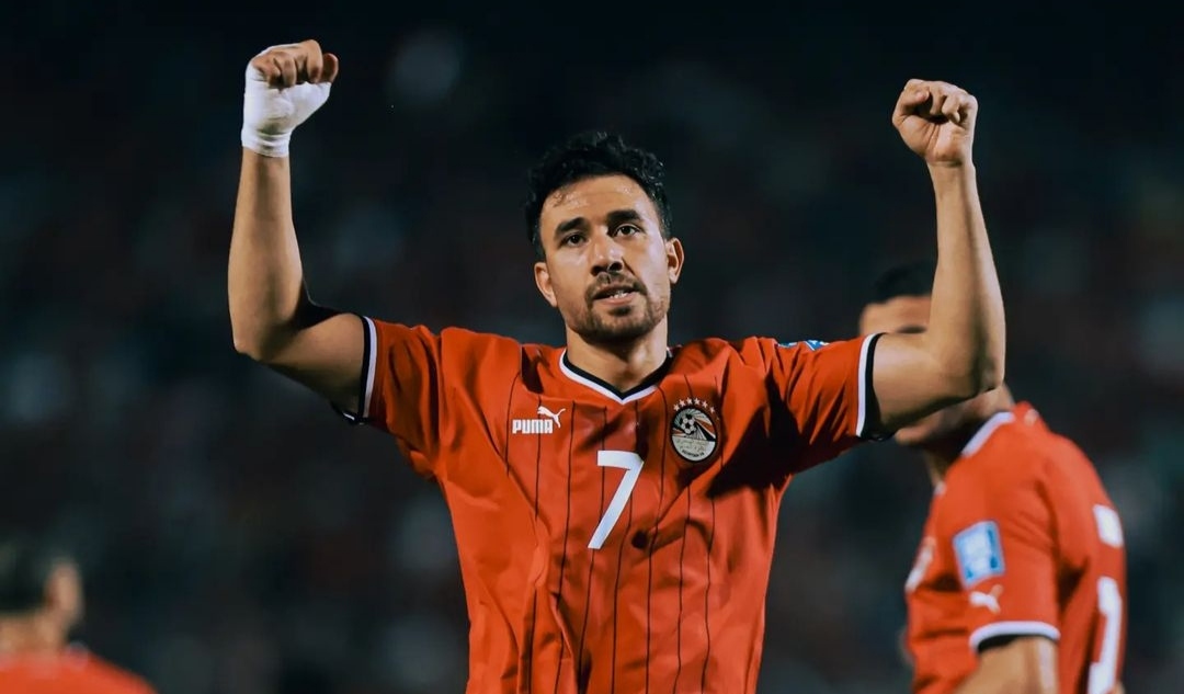 Selebrasi Mahmoud Trezeguet usai mencetak gol ke gawang Burkina Faso bagi Mesir (ig egyptnt)