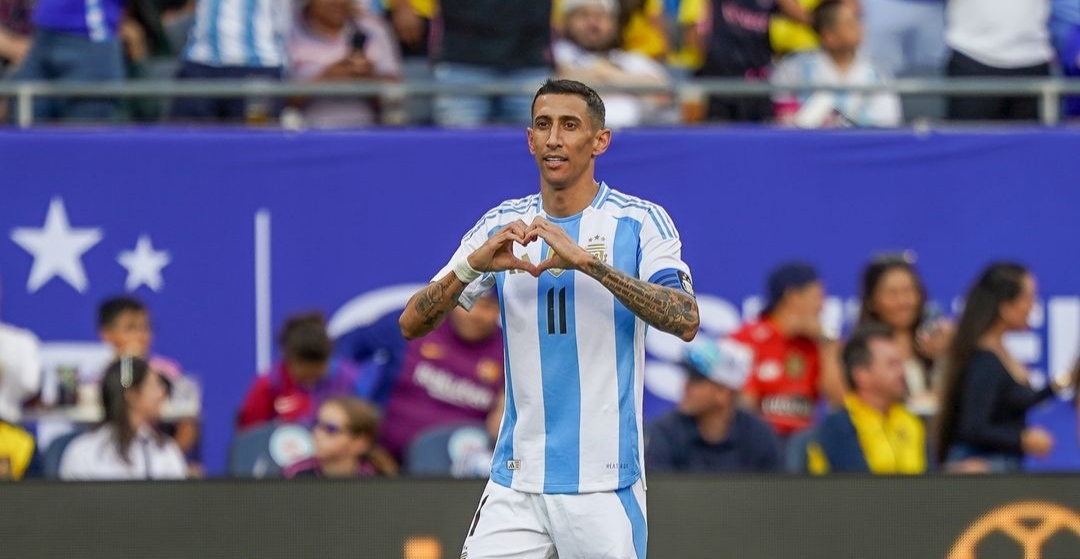 Selebrasi Angel Di Maria usai mencetak gol ke gawang Ekuador (ig afaseleccion)