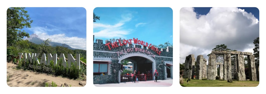 (Dari kiri) Tankaman Natural Park, The Lost World Castle, Stonehenge (Gmaps)