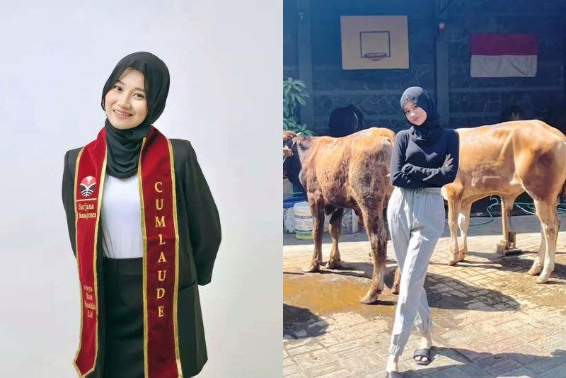 Azhyra Gadis Lulusan S2 Kampus di Jepang ini sukses ternak sapi dan kambing.
