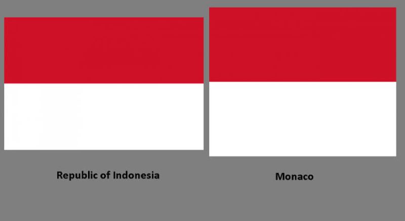 Perbedaan fisik Bendera Indonesia dengan Monako.