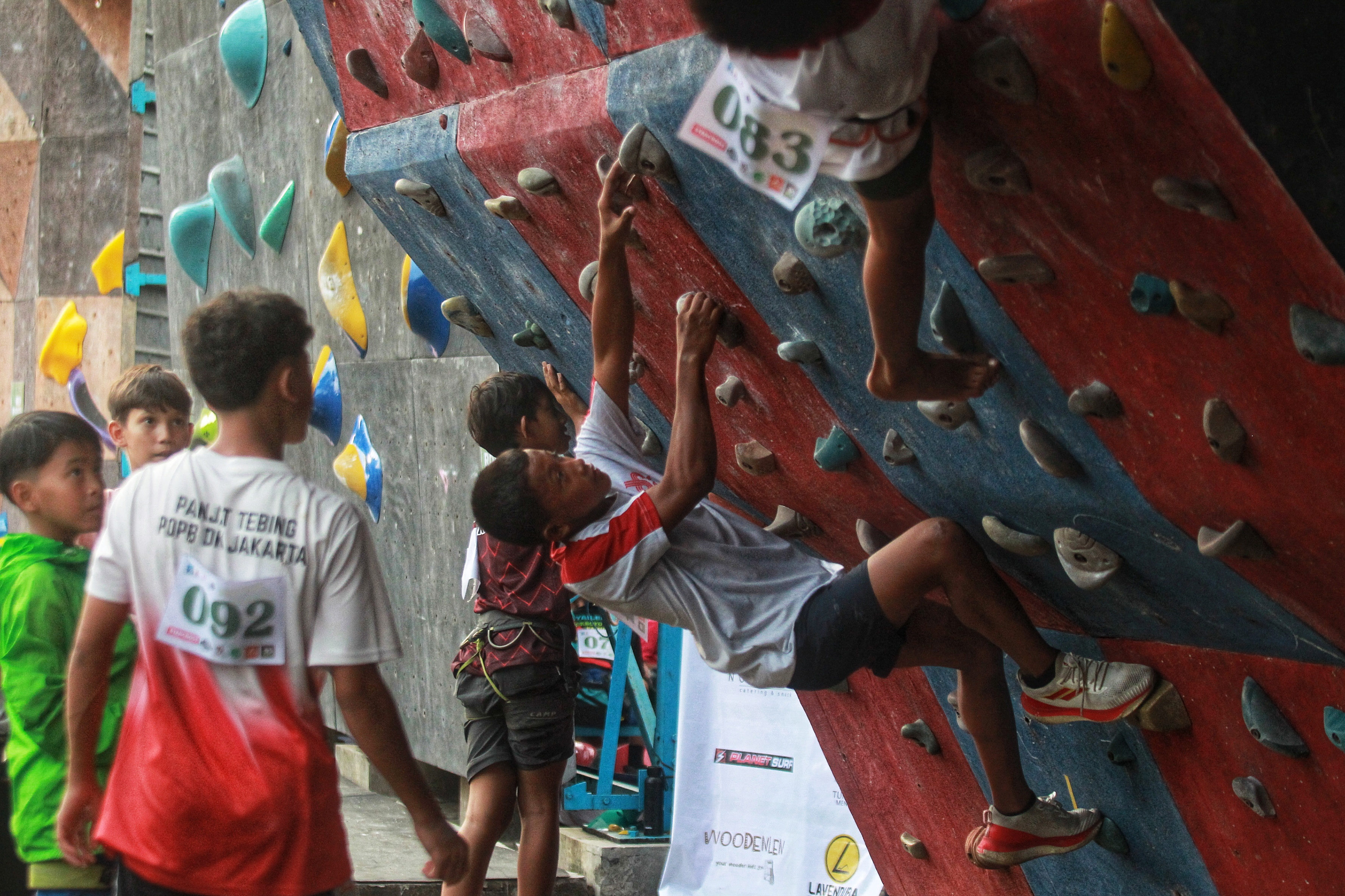 Sebanyak 400 atlet usia dini ambil bagian dalam kejuaraan Festival Panjat Tebing Anak Nusantara #2 2024 yang diadakan klub panjat tebing asal Sleman, Nusantara Sport Climbing di GOR Klebengan, Sleman.