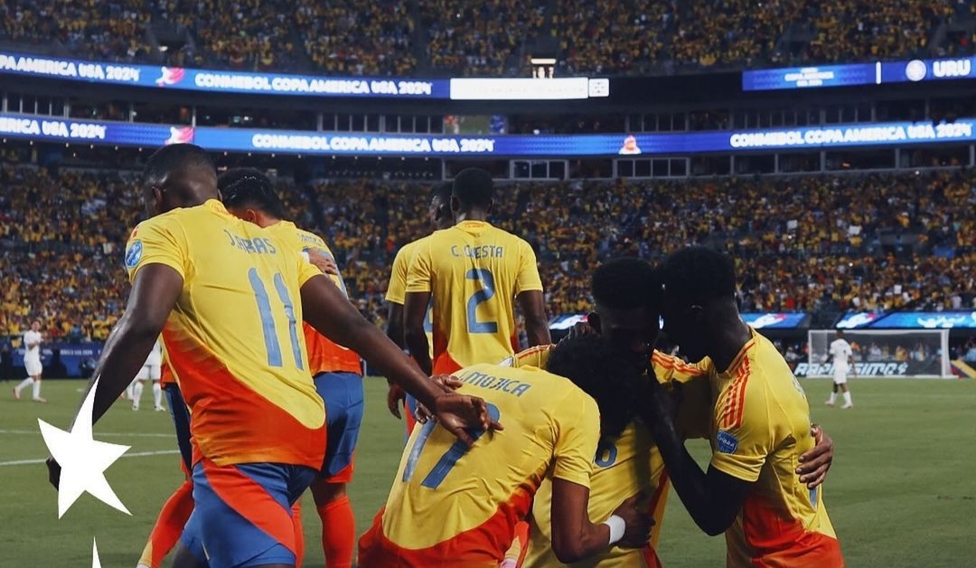 Selebrasi penggawa Kolombia usai Jefferson Lerma cetak gol untuk kalahkan Uruguay di babak semifinal Copa America (ig copaamerica)