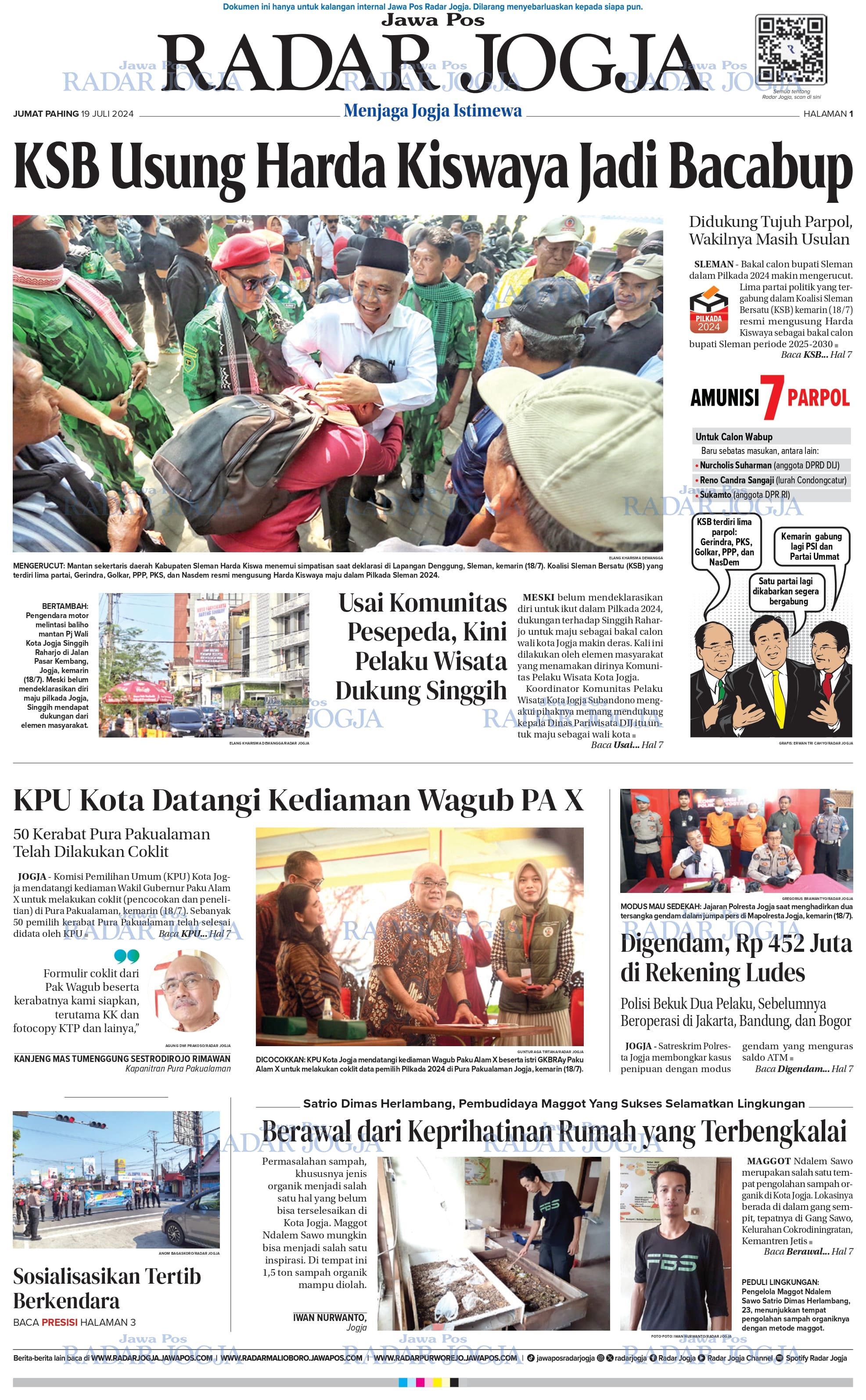 Jawa Pos Radar Jogja edisi Jumat 19 Juli 2024