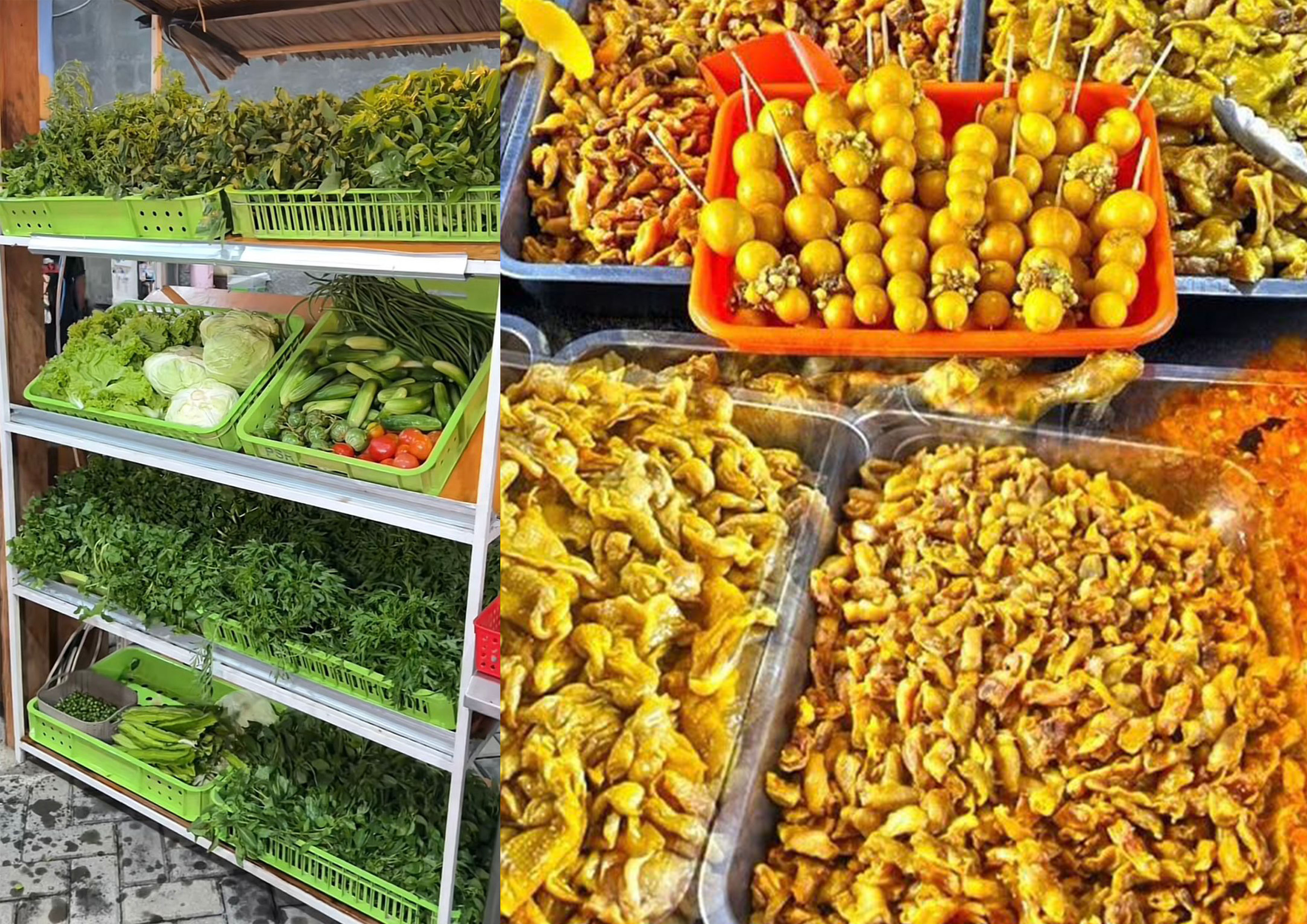 Beragam menu dan lalapan segar di warung makan penyetan Spesial Lalap Sambal di Maguwoharjo, Depok, Sleman, DIY.