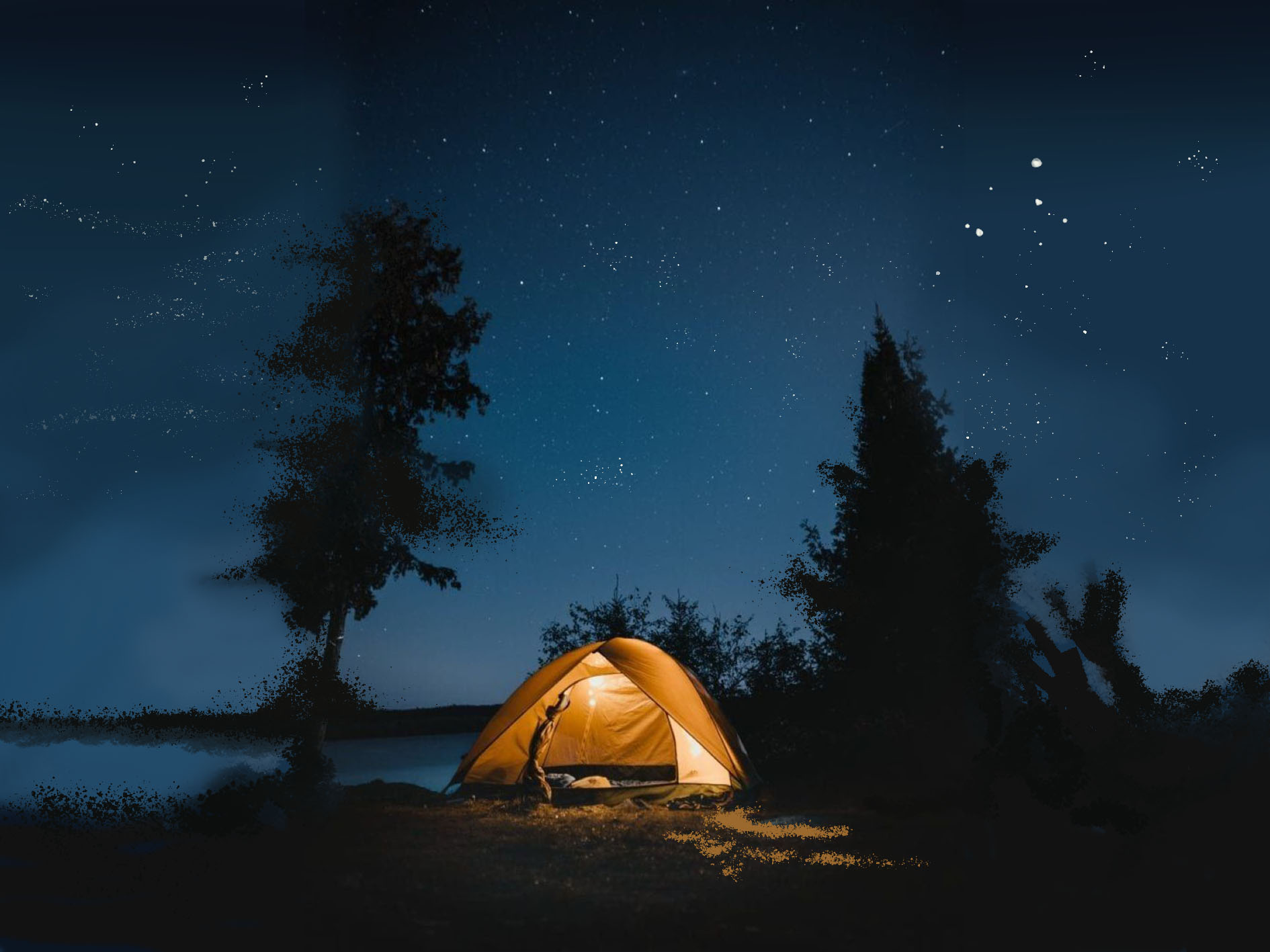 Ilustrasi mengisi liburan akhir pekan dengan camping.