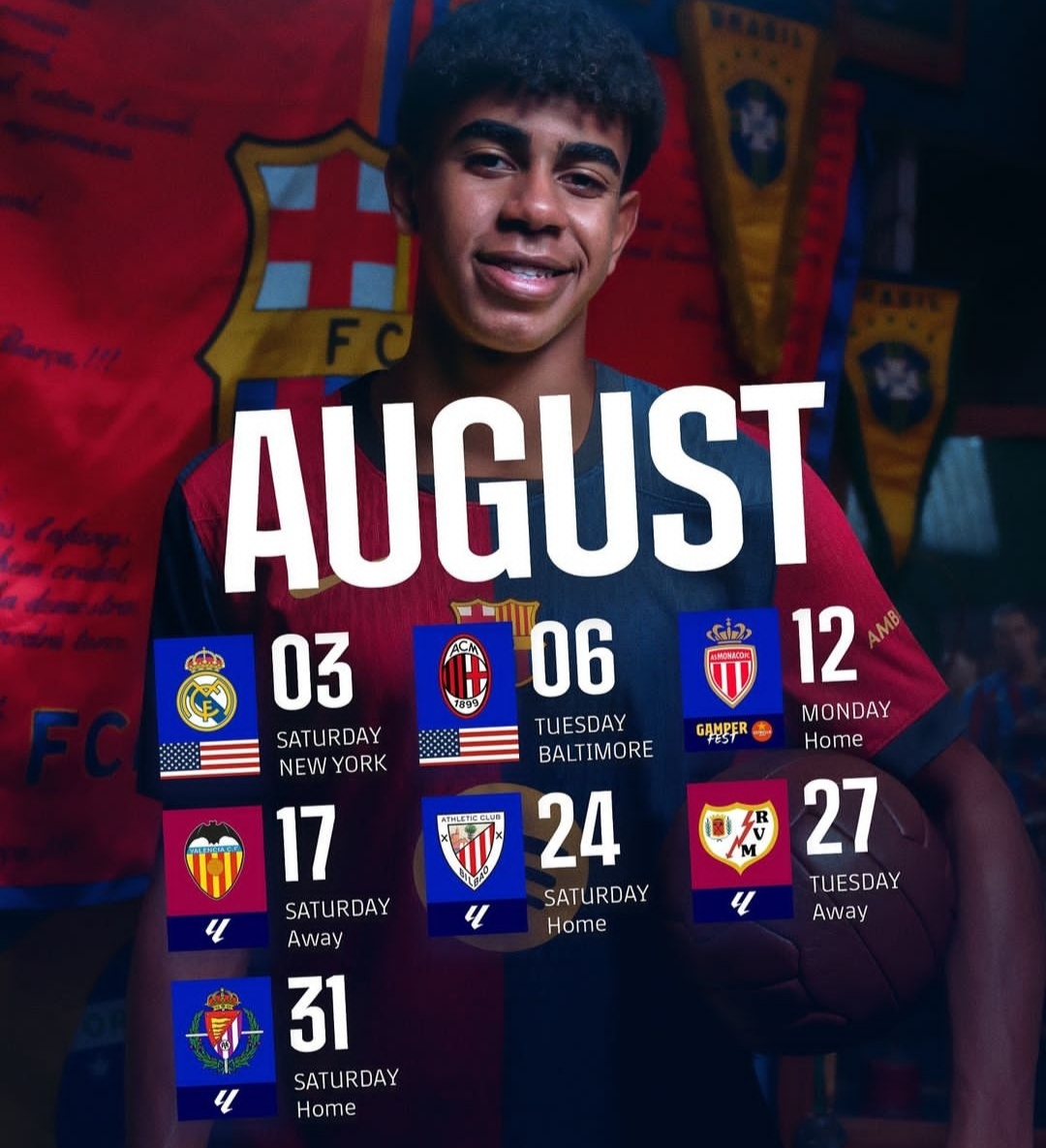 Jadwal Barcelona dalam agenda pramusim, termaun derhi el clasico kontra Real Madrid (ig fcbarcelona)