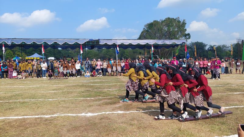 LOMBA: Tim perwakilan Karangtaruna mengikuti lomba bakiak.